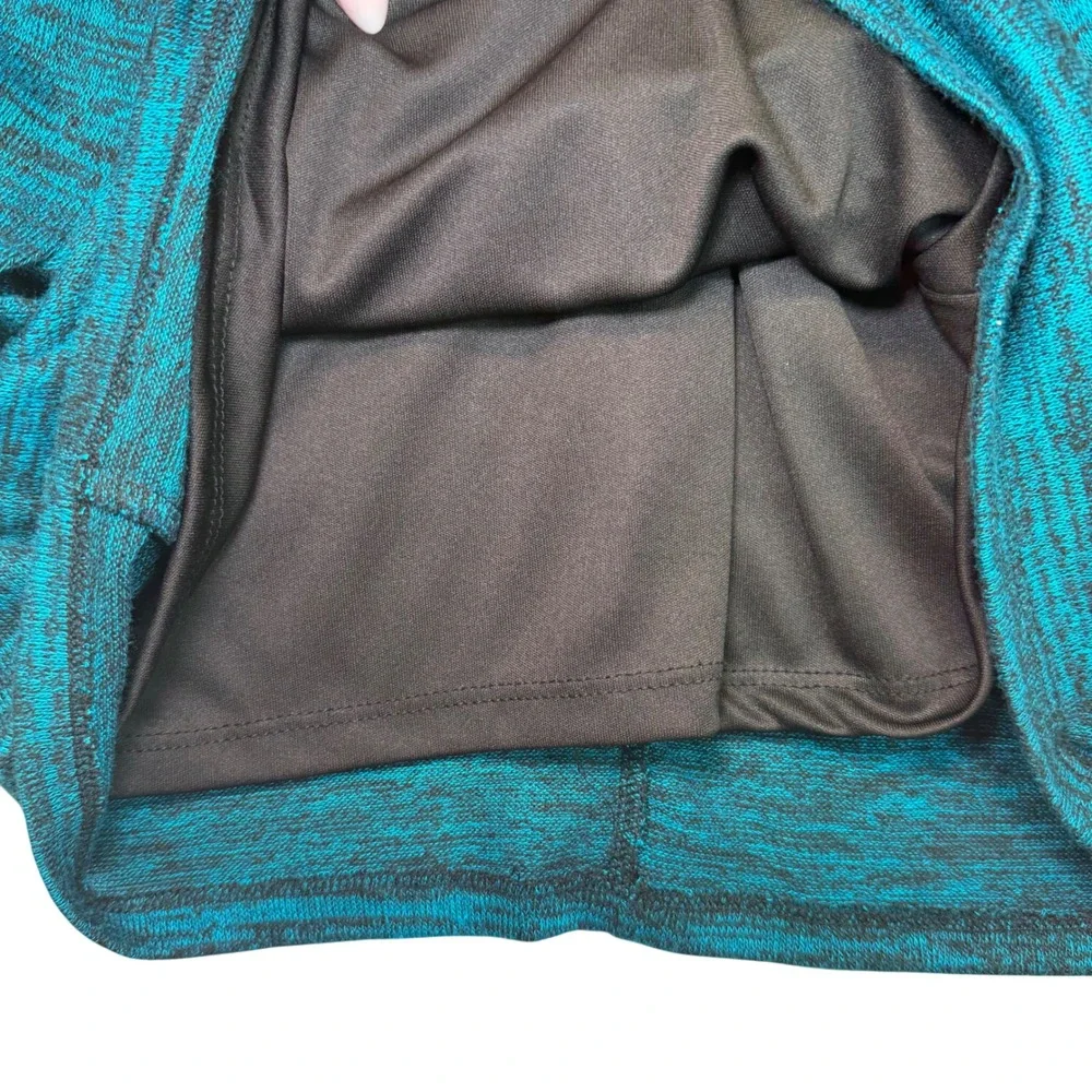 TIANA B. Women's Teal‎ Black Marled Knit Dress Waterfall Cardigan Set Size 10